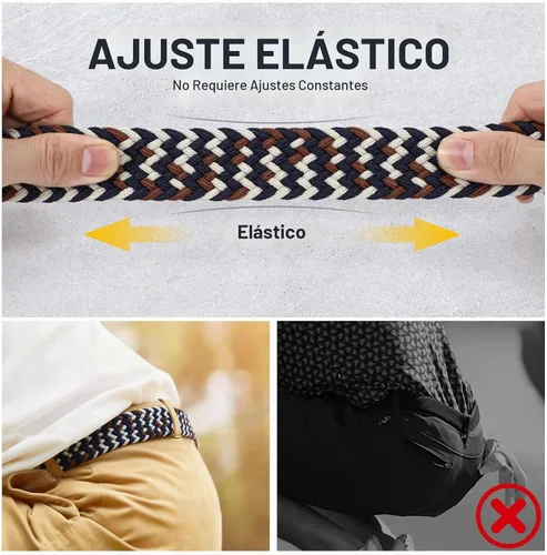 Vista 6 de XZQTIVE Cinturón trenzado elástico para hombres y mujeres, cinturón de golf tejido multicolor, cinturones elásticos para jeans 00 Estilo1