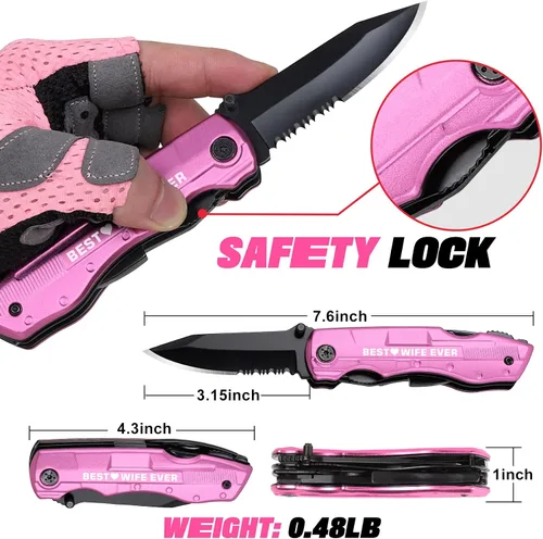 Vista 3 de Ideas de regalos para esposa, cuchillo multiherramienta con tinta P de la mejor esposa, regalos de Navidad para esposa del marido, rellenos