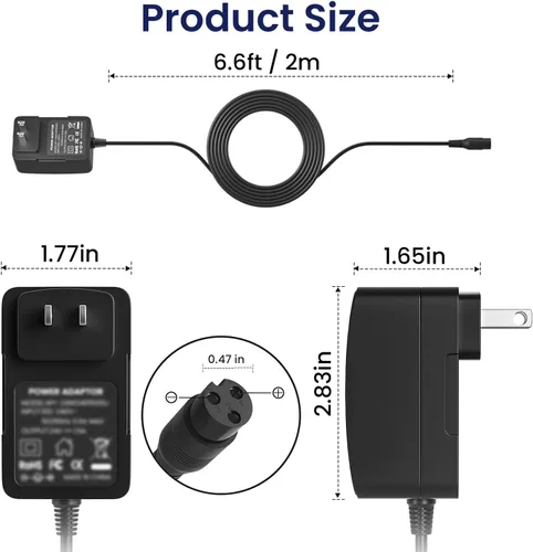 Vista 4 de CGGXJP Cargador de batería rápido para scooter eléctrico de 24 V 1500 mA para Razor E100 E200 E300 MX350, cable de alimentación hembra en línea de 3