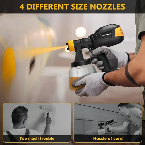 Vista 5 de Pulverizador de pintura inalámbrico sin escobillas para batería Dewalt de 20 V, 4 boquillas, viscosidad de 150 Din/s, caudal de 33.8 fl oz/min