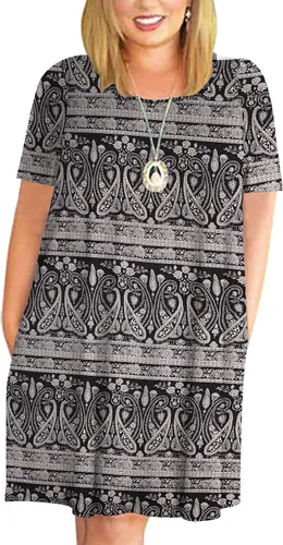 Vista 29 de Kancystore Vestido casual de verano para mujer, talla grande, con bolsillos Albaricoque