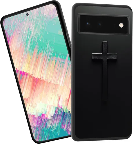 Vista 47 de Funda delgada para Google Pixel 4 XL, funda delgada de silicona de TPU suave a prueba de golpes para Google Pixel 4 XL, cruz negra