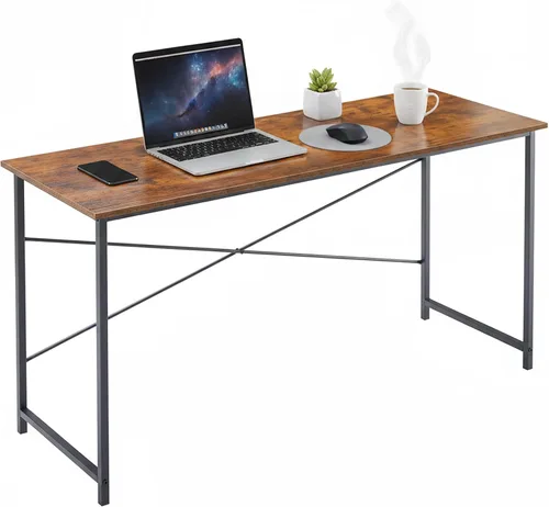 Vista 13 de Escritorio para computadora de 32 pulgadas, escritorio simple para oficina en casa, mesa de estudio, marco de metal resistente, escritorio MDF