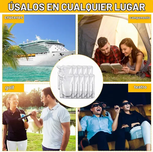 Vista 5 de 100 bolsas de plástico reutilizables a granel, bolsas de plástico transparente a prueba de fugas para jugos con embudo para suministros de fiesta