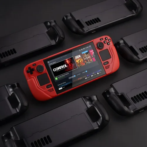 Vista 2 de UYIYE Funda protectora para Steam Deck - Funda Kickstand para Steam Deck- Accesorios fiables para Steam Deck Rojo