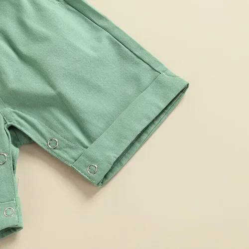 Vista 5 de Conjunto de ropa de caballero para bebé niño pequeño, camisas de manga corta, overoles cortos, trajes de verano para recién nacidos, trajes formales