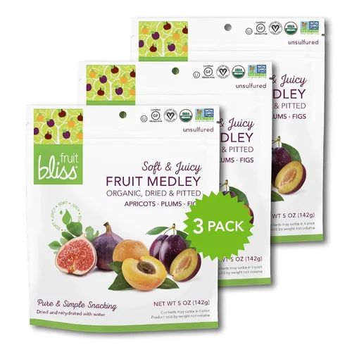 Vista 6 de Fruit Bliss Mezcla de frutas secas – Mezcla de frutas de albaricoques orgánicos, secos y sin hueso, ciruelas e higos – Snacks de frutas orgánicas
