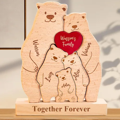 Vista 9 de Pies de bebé de madera personalizados con nombres de familia, We are One, rompecabezas de nombres de miembros de la familia personalizados, regalos