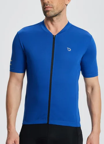 Vista 2 de BALEAF Camiseta de ciclismo de manga corta para hombre, camiseta de ciclismo con cremallera completa 3+1 bolsillos, UPF50+ azul, talla 2XL, 02-Azul