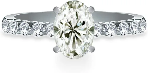 Vista 2 de RINGJEWEL Anillo de compromiso chapado en plata de moissanita blanca de corte ovalado para mujer