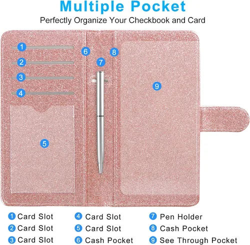 Vista 4 de ACdream Checkbook Cover, Leather RFID Blocking Check Book Wallet