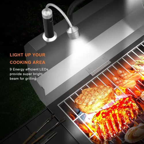 Vista 2 de FIREOR - Accesorios de iluminación para parrilla de barbacoa para exterior, luces LED magnéticas para BBQ con cuello de ganso flexible resistente a