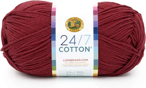 Vista 66 de Lion Brand Yarn - Hilo ligero 24/7 de algodón para tejer, hacer ganchillo y manualidades, Ámbar, paquete de 1 Light Worsted 100% Mercerized Cotton