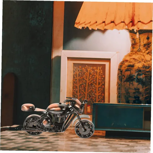 Vista 5 de Motocicleta de metal retro, estilo vintage, de hierro forjado, modelo de motocicleta, artesanía, escultura de arte de hierro coleccionable
