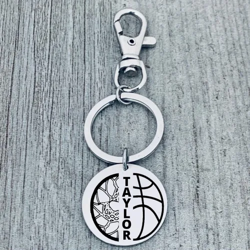 Vista 6 de Sportybella - Personalized Engraved Basketball Zipperpull Keychain, Custom Basketball Gift for Player, Team and Coaches