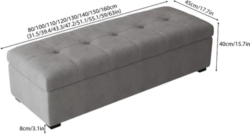 Vista 2 de Leather Storage Ottoman Bench for Bedroom, Upholstered End of Bed Bench with Metal Support Lift, Entryway for Living Room, Solid Wood Frame, Easy