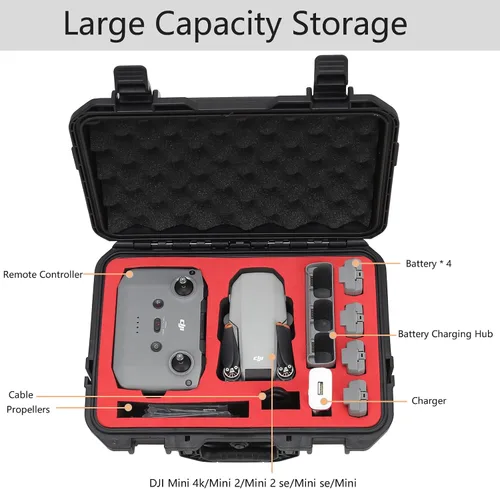 Vista 2 de Mini 4k estuche de transporte - resistente al agua duro portátil bolsa de viaje para DJI Mini 4k Fly Más Combo Accesorios