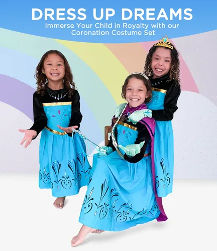 Vista 5 de Vestido de coronación para niñas, conjunto de accesorios para niñas (azul-morado, 3T)