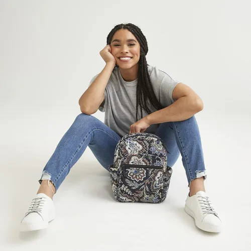 Vista 4 de Mochila pequeña de algodón para mujer, Medallón Tranquil - Algodón Reciclado