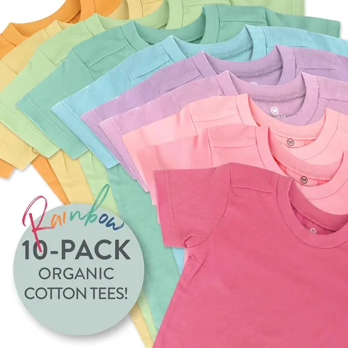 Vista 3 de HonestBaby - Camiseta de manga corta de algodón orgánico para bebé, paquete múltiple