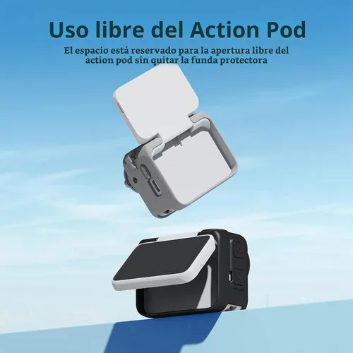 Vista 7 de Funda protectora de silicona, protector de pantalla y lente para Insta360 GO 3 (negro)