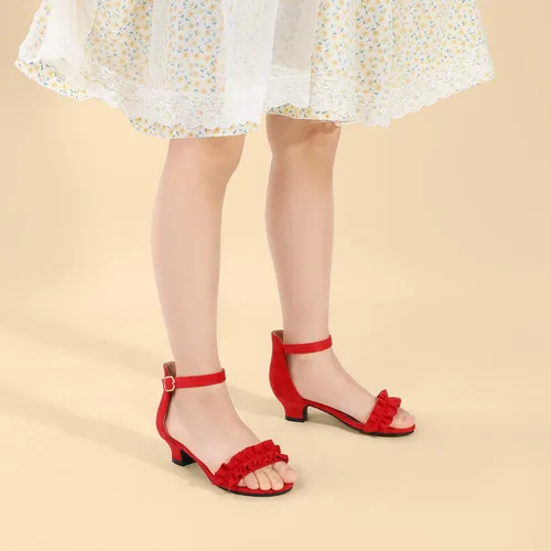Vista 2 de PANDANINJIA Zapatos de vestir para niñas, zapatos de tacón para niñas, zapatos de vestir para niñas de flores, para boda, fiesta, Cynthia para niños