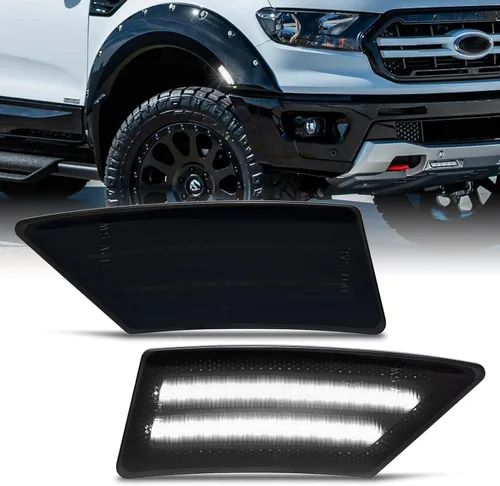 Vista 8 de Gempro Luces LED de señal de parachoques delantero para Ford Ranger Lariat 2019-2023, 2 unidades, lente ahumada