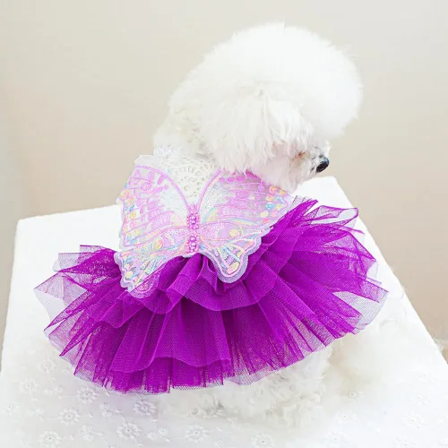 Vista 10 de ANIAC Daisy Vestidos para Perros Pequeños Hembra con Anillo para Correa, Nudo de Lazo Vestido de Boda para Cachorra, Traje de Gato de San Valentín