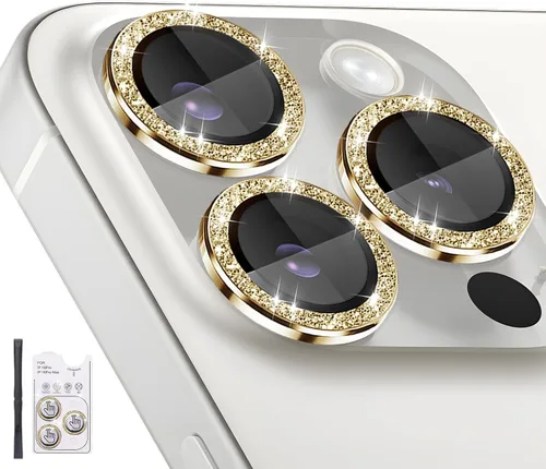 Vista 18 de Protector de lente de cámara para iPhone 16 Pro/iPhone 16 Pro Max, protector de lente de anillo de cámara de vidrio templado individual con bandeja