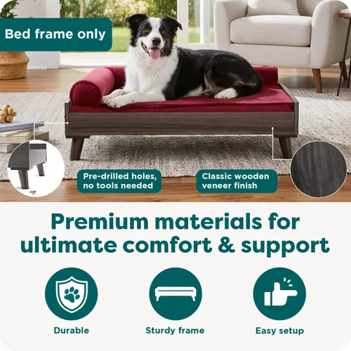 Vista 4 de Furhaven Pet – Sofá de felpa ortopédica para perro, cama con forma de L, tumbona ergonómica con contorno de cuna, cama para perros y gatos, varios