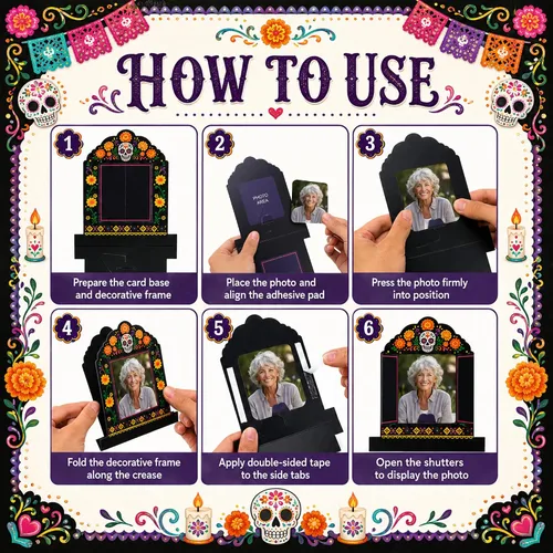Vista 3 de Juego de 36 marcos de fotos de papel del Día de los Muertos, juego