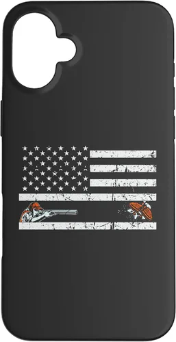 Vista 22 de Funda para iPhone 16 Orgullosa Bandera Americana Retro - Skeet Trap Clay Shotgun Shooting Case