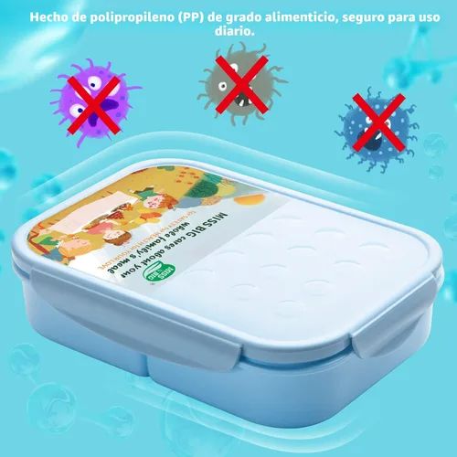 Vista 4 de MISS BIG® Fiambrera estilo bento,Fiambrera estilo bento para niños,Fiambrera para niños,Fiambrera para niños a prueba de fugas,Contenedores