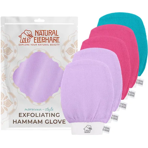 Vista 22 de Natural Elephant Guantes exfoliantes para hammam, guantes exfoliantes faciales y corporales, paquetes de 5 y 10