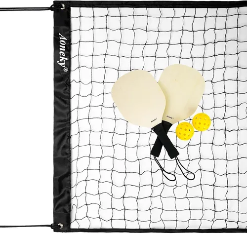 Vista 8 de Aoneky Juego de paletas de pickleball de madera para interiores o exteriores