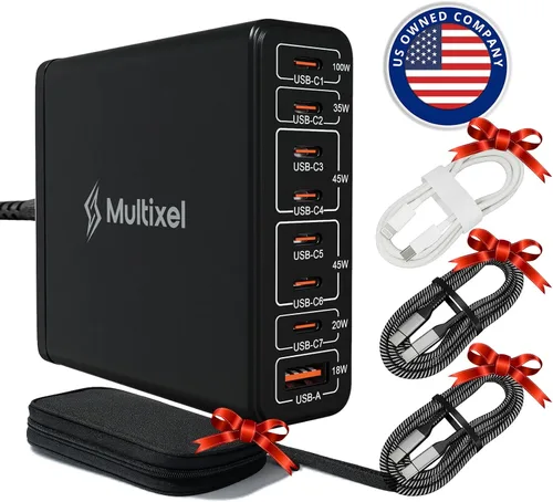 Vista 7 de Cargador GaN de 8 puertos mejorado de 240 W, concentrador de carga USB, estación de carga USB C, concentrador de carga USB-C para MacBook