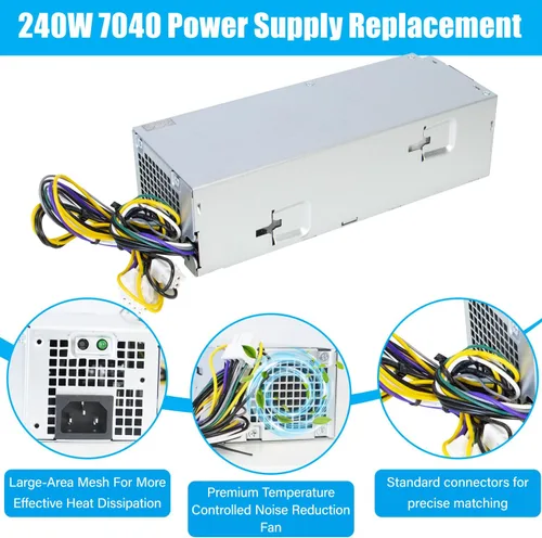 Vista 2 de Reemplazo de fuente de alimentación mejorada de 240 W 3650 para Dell Optiplex 3650 7040 3040 3656 5040 (SFF) B240NM-00 HU240AM-00 AC240EM-00 P/N