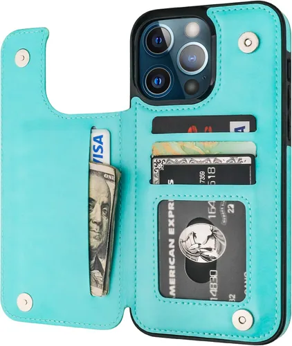 Vista 12 de ONETOP Compatible con iPhone 13 Pro Max Funda Tipo Cartera con Tarjetero, Cuero PU con Soporte Ranuras para Tarjetas, Doble Cierre Magnético y Negro