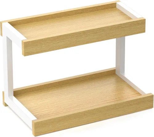 Vista 14 de MARTY Organizador de Especias de 2 Niveles para Encimera, 15.8''L Estación de Café/Organizador de Baño para Encimera, Estante de Mostrador