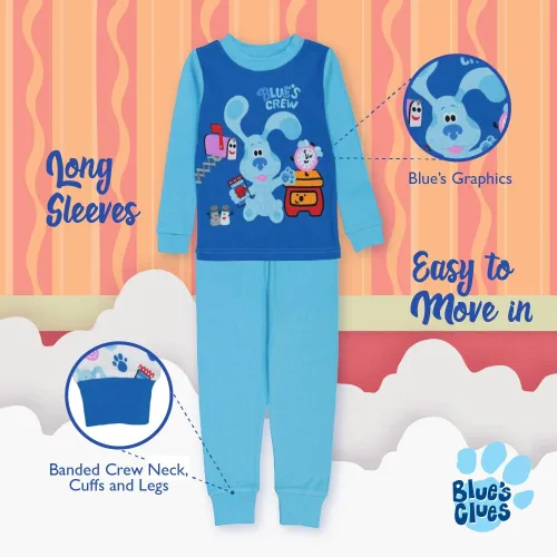 Vista 5 de Nickelodeon Paw Patrol Baby Shark Blue's Clues & You - Conjunto de pijama de algodón ajustado de 4 piezas