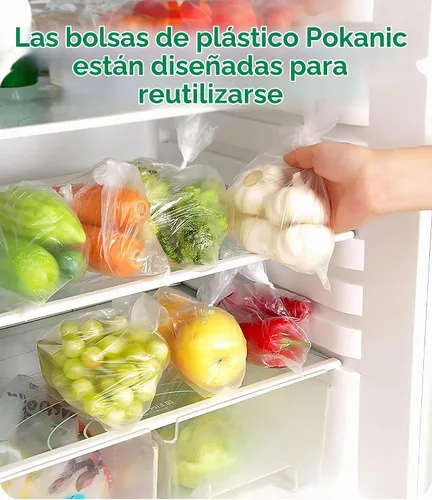 Vista 5 de Plástico transparente de 10 x 15 pulgadas – 350 bolsas para productos, reutilizables, lavables, frescuras, desechables, rollo continuo, fácil