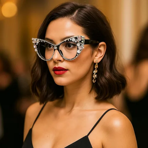 Vista 4 de Melrose Diamond Jewelry - Gafas de lectura punk, diseño de ojo de gato único para mujer