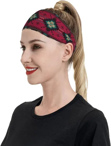 Vista 5 de Diademas nativas americanas, bandas elásticas para la cabeza, diademas anchas para yoga, bandas para el cabello de moda para mujeres y niñas