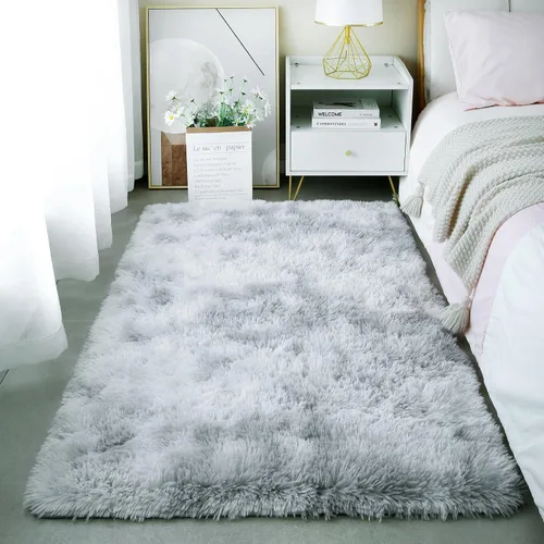 Vista 76 de KICHOWUA - Tapete grueso y esponjoso de 3 x 5 pies, color negro, ultrasuave, lavable, antideslizante, acogedor y peludo, para sala, dormitorio