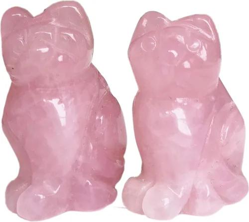 Vista 11 de 2 piezas de cristales de labradorita negra natural y piedras curativas, figuras de gato de la suerte talladas en bolsillo, coleccionables de 1.5