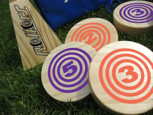 Vista 4 de Rollors Paquete de expansión de juego para patio trasero, discos naranjas y morados