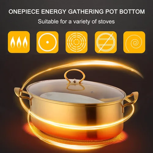 Vista 7 de Vaporizador de pescado de acero inoxidable, olla ovalada multiusos con estante, sartén de cerámica, portabrocas para cocinar pescado al vapor, sopa