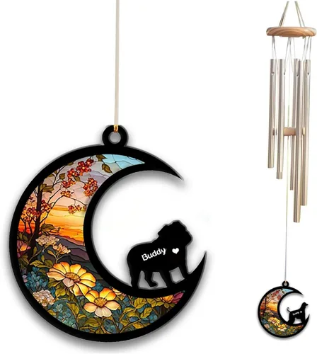 Vista 16 de Carillón de viento con atrapa el sol afghan Hound, campanilla de viento conmemorativa de girasol personalizada para perro, regalo de pérdida