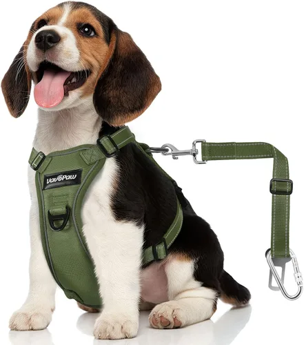 Vista 23 de VavoPaw cinturón de seguridad para perro, arnés de coche con hebilla ajustable para perro, cinturón de seguridad de nailon para mascotas, resistente
