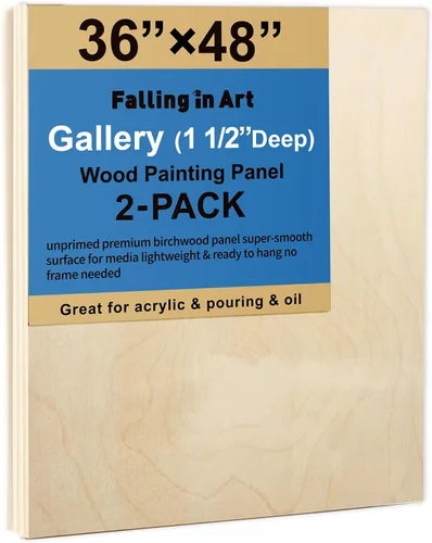 Vista 9 de Falling in Art Paquete de 2 paneles de lienzo de madera de abedul sin